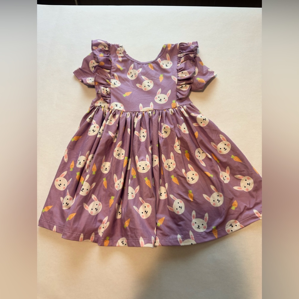 Lilac 3T Mila & Rose Bunny Print Ruffle Sleeve Dress for Kids